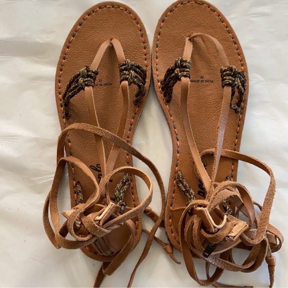 FREE PEOPLE LA JOLLA BOHO WRAP‎ FLAT SANDALS TAN SZ 10 - Picture 5 of 6